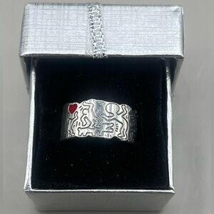 Keith Haring Inspired S925 Sterling Silver Ring With Wavy Design ♥️ Size 9